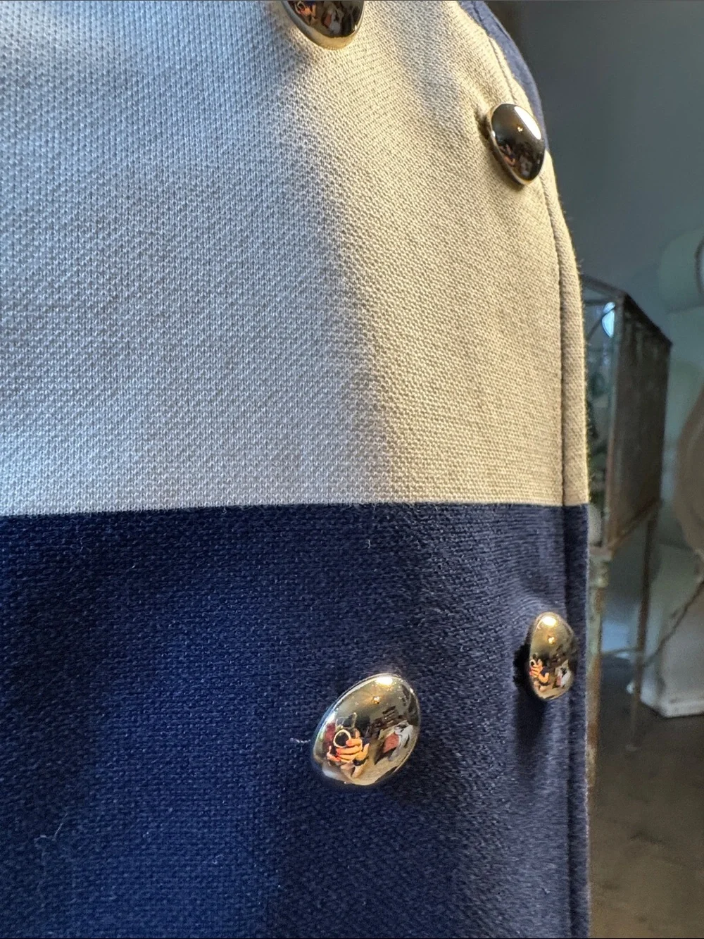 Tory Burch Navy and Cream Double-Breasted Military Style Jacket